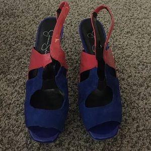 Jessica Simpson multi-colored platforms