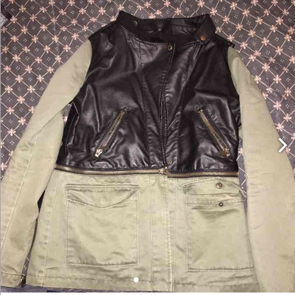 Green & black leather jacket - Picture 1 of 1