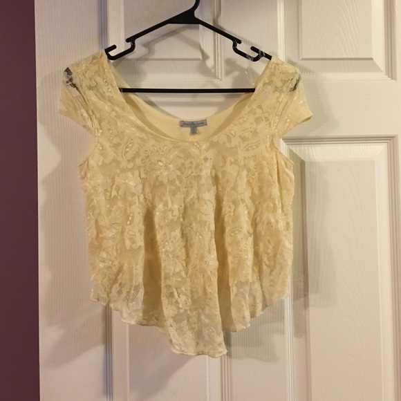 Cream lace crop top