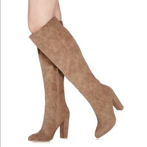 Over the knee tan boots