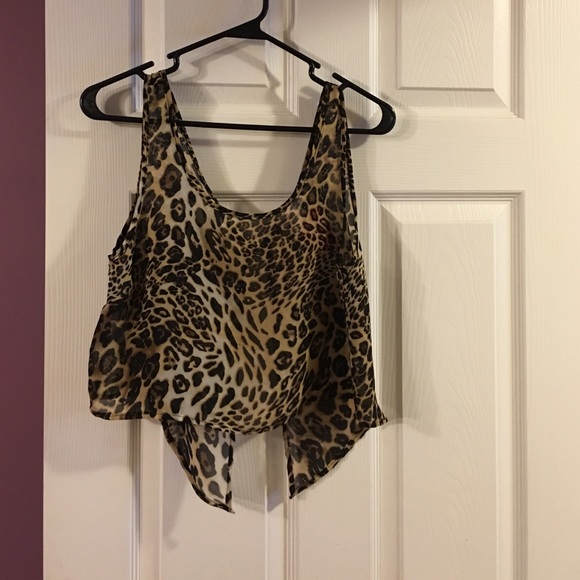Leopard print sheer crop top