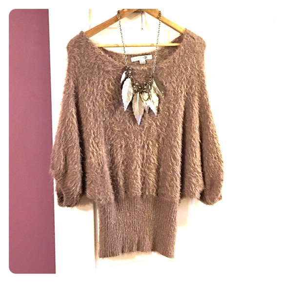 Fox hair off the shoulder sweater