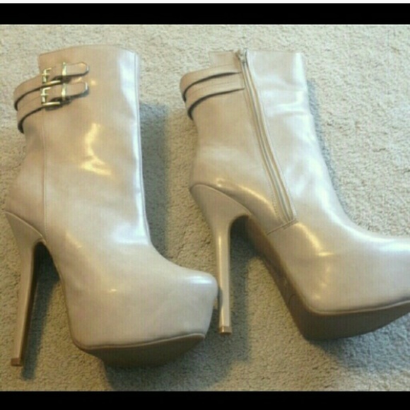 Nude high heel boots