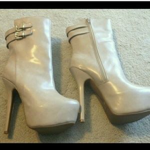 Nude high heel boots