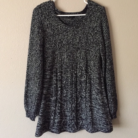 Marled round neck babydoll sweater