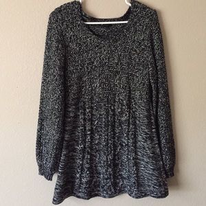 Marled round neck babydoll sweater