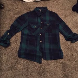 Plaid button up shirt long sleeve