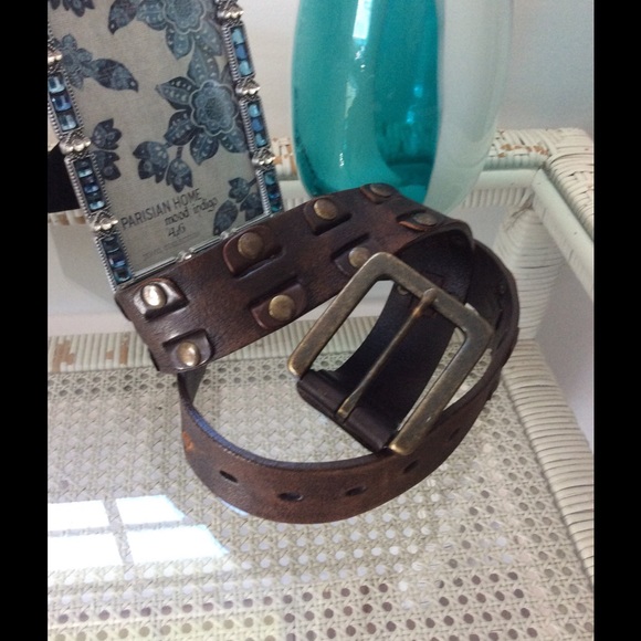 Studded brown distressed leather belt LEVIS sz 30