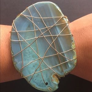 Teal water stone w/ Gold Band
