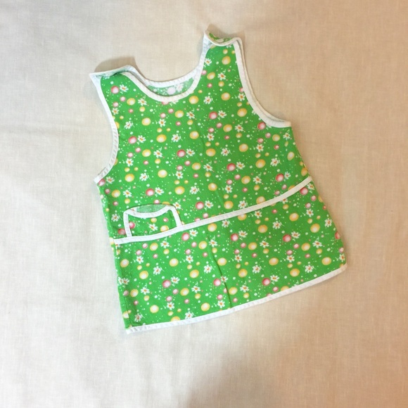 Vintage Bright Green Floral Baby Girl Dress
