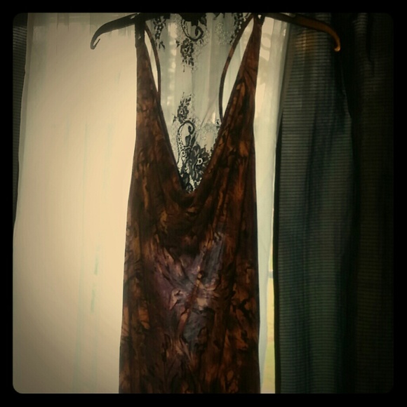 Purple Guess top with black lace detail