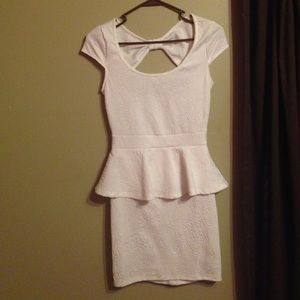 Charlotte Russe White Patterned Peplum Dress