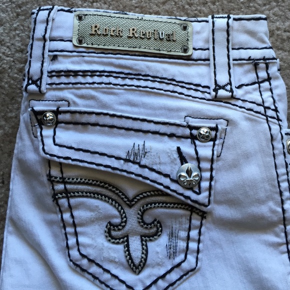 Rock Revival white skinny jeans with black stitch - Picture 2 of 4