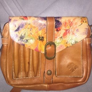 Tan and Flower Crossbody Purse