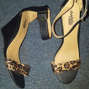 These cheetah high heel sandals.