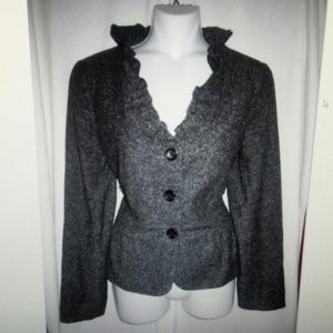 Ann Taylor Loft size 0 ruffle neck wool blazer