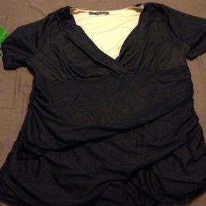 Maurices Gathered Black Vneck