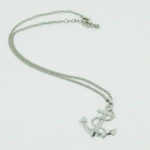 Silver Tone Anchor Necklace