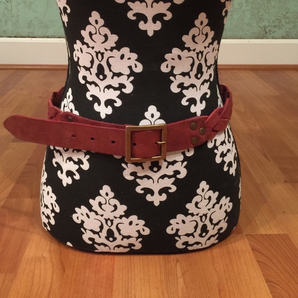 Red leather braided belt