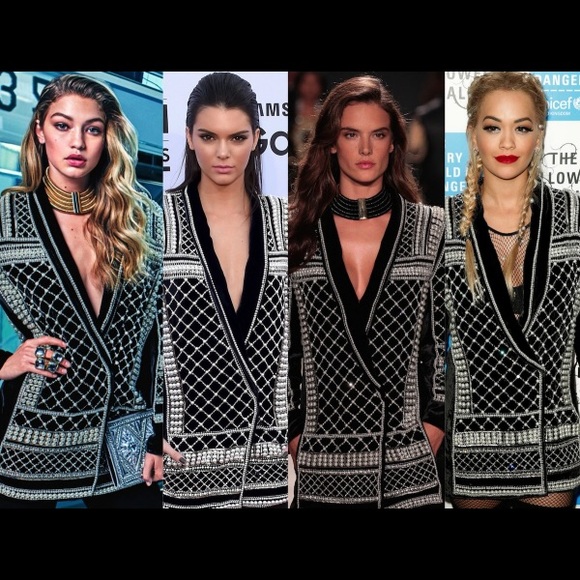 Balmain h&m Kendall Jenner beaded jacket sz 4 - Picture 3 of 4