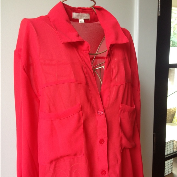 Pretty Good Red Sheer Blouse - Picture 2 of 4