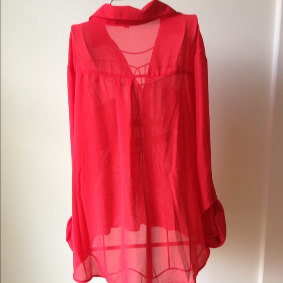 Pretty Good Red Sheer Blouse - Picture 4 of 4