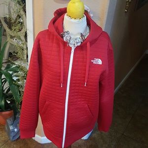 North Face red zip up hoodie medium large