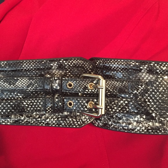 Calvin Klein Red Flutter Sleeve Belted Dress - Picture 4 of 4