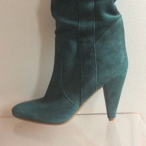 teal suede booties