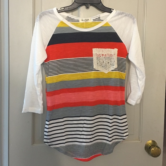 Striped Top with Lace Pocket size XS