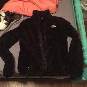 Black fuzzy north face jacket