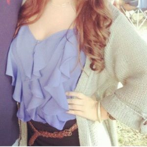 Blue ruffle top