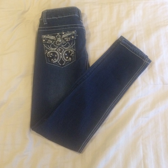 Studded Dark Blue Skinny Jeans