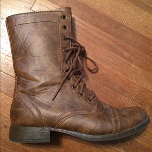 Brown combat boots