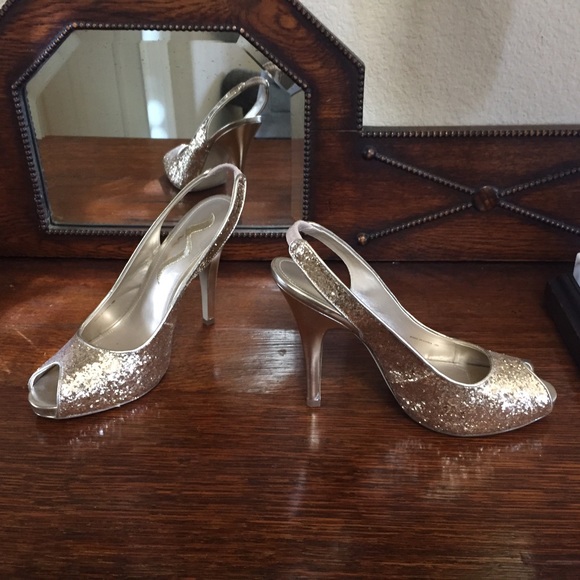 Nina gold, glitter heels - Picture 1 of 4