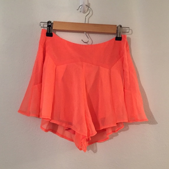 LF Rumor Boutique Coral High Waisted Flowy Shorts