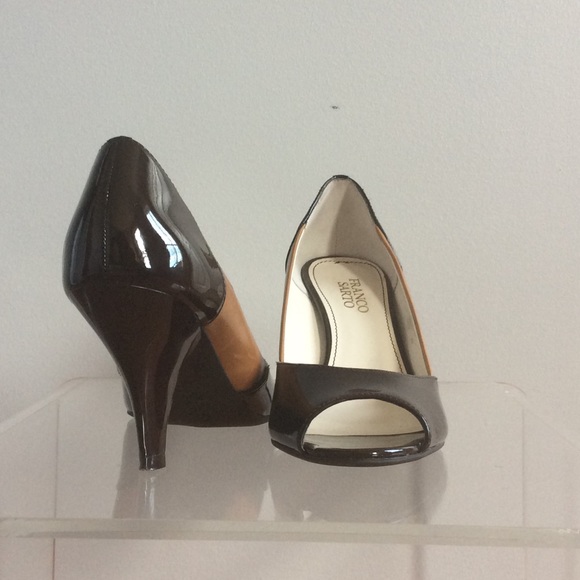 Like NEW Franco Sarto Open-Toe Leather Wedge - Picture 2 of 3