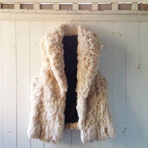 Tan faux fur shaggy hippie vest