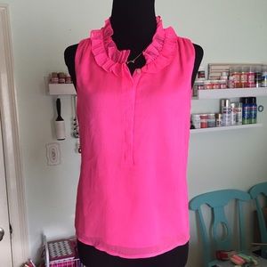{j.crew} hot neon pink sleeveless blouse