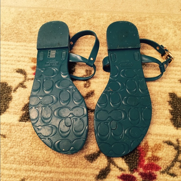 Dark Aqua coach sandals! Worn once! - Picture 2 of 2