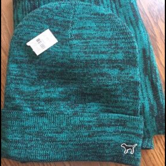 PINK Victoria's Secret Accessories - VS pink GREEN knit hat