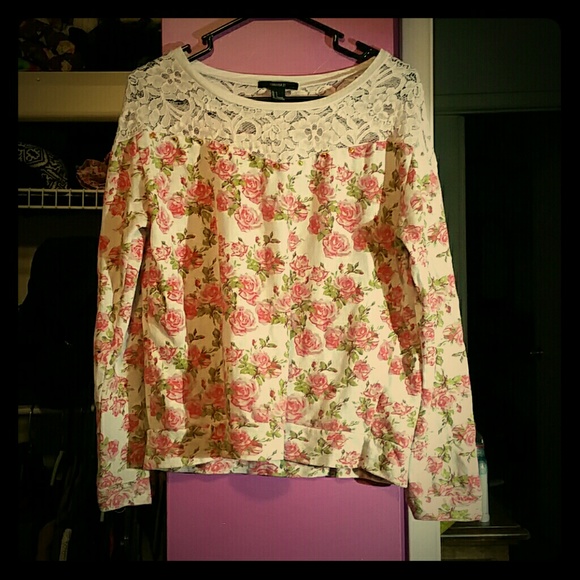 White floral and lacy sweater