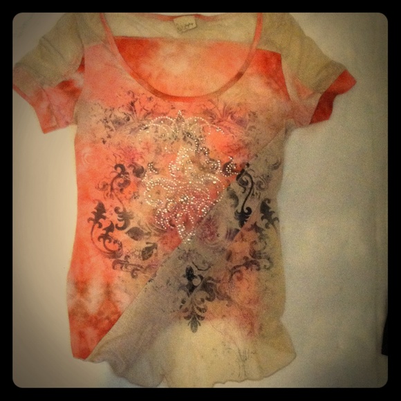 Coral and tan Daytrip shirt from the buckle