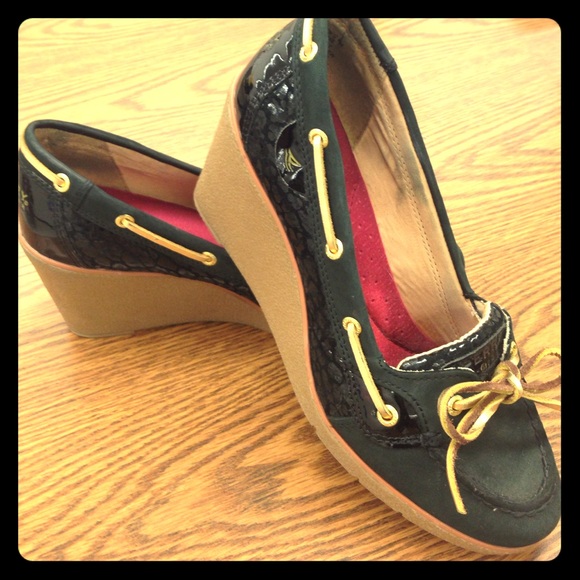 Black leopard Sperry wedges. Dropped Price for BF