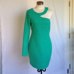 BCBG Green One Shoulder Cocktail Dress