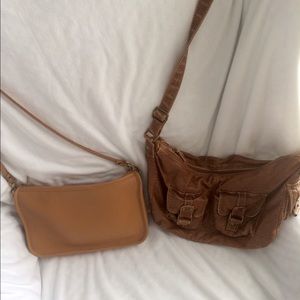 Two brown satchels
