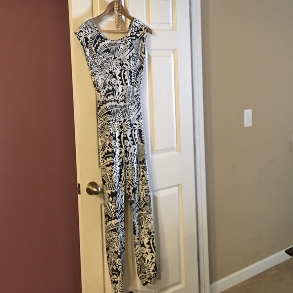 Black and white fun print jumpsuit