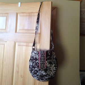 Vera Bradley cross body purse. Brown, white & pink