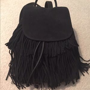 Black TOPSHOP suede fringe backpack