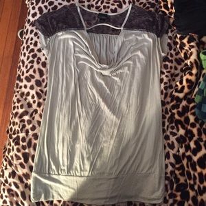 Grey with lace shirt